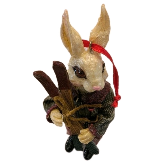 Vintage Rabbit Snow Skiing Christmas Ornament Resin 5" Collectable Gift - Picture 2 of 10
